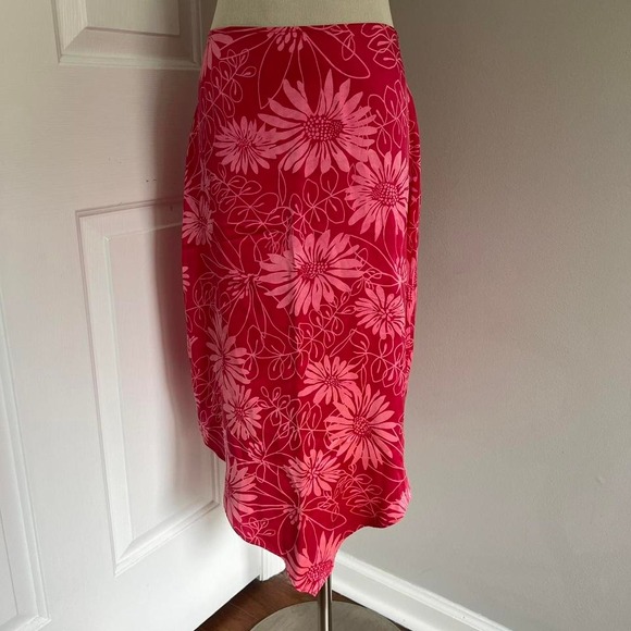 Express Dresses & Skirts - Y2K PINK FLORAL EXPRESS SILK ASYMMETRICAL MIDI‎ SKIRT